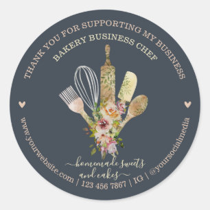 Sticker Rond Chef de pâtisserie de traiteur Rustique Eucalyptus