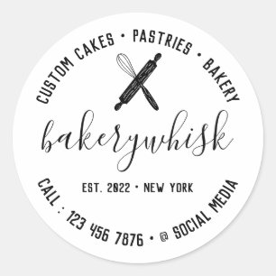 Sticker Rond Chef de pâtisserie élégant blanc moderne minimalis