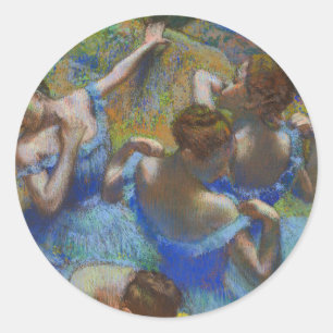 Sticker Rond Chef-d'œuvre d'art fin pastel Danseuses bleues de