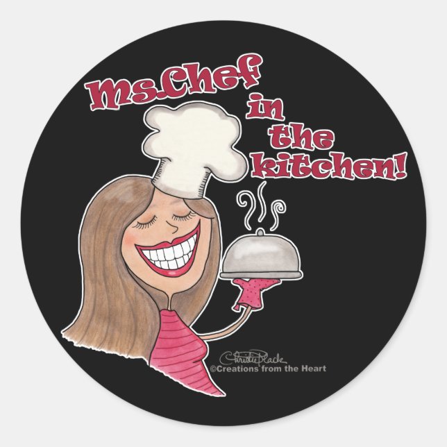 Sticker Rond Chef en cuisine (Devant)