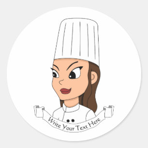 Sticker Rond Chef fille personnalisée
