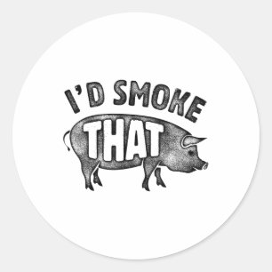 Sticker Rond Chef Id Fumer Que Cochon Porc Barbecue Hommes Femm