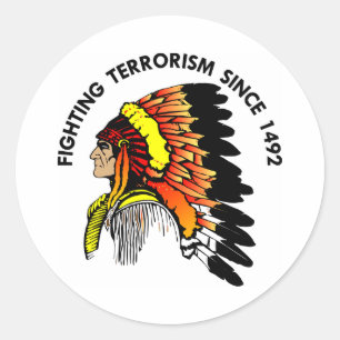 Sticker Rond Chef indien de la lutte contre le terrorisme