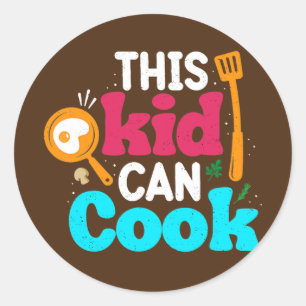 Sticker Rond Chef Kid Can Cook Cuisine Amateurs Futur Chef