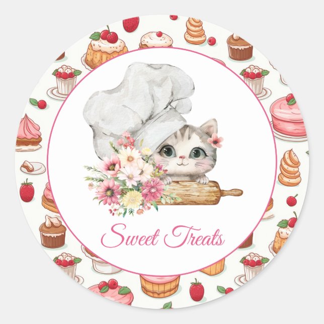 Sticker Rond Chef Kitten Bakery (Devant)