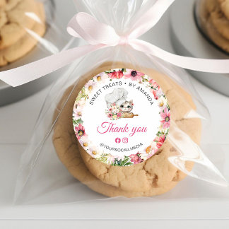 Sticker Rond Chef Kitten Bakery Thank you