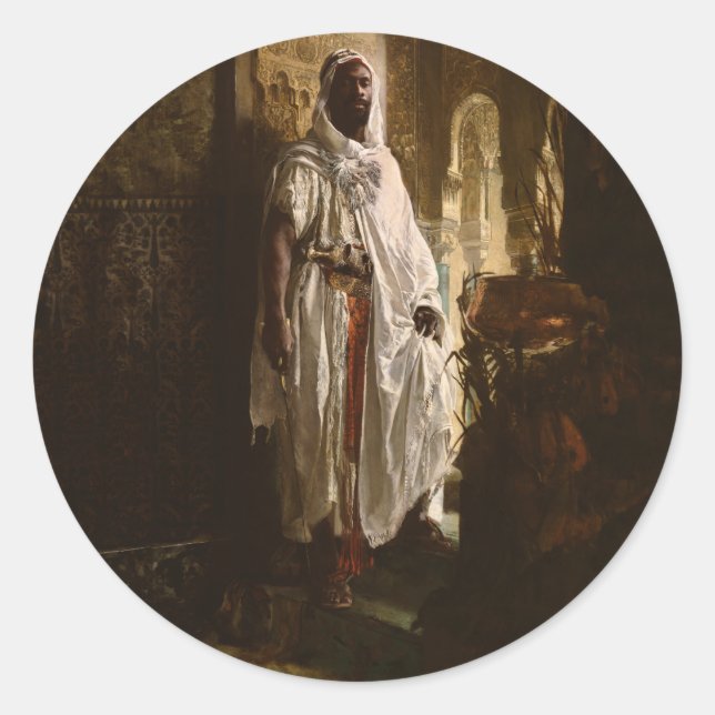 Sticker Rond Chef maure Art africain Peinture Portrait (Devant)