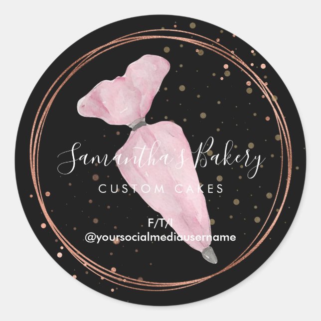 Sticker Rond Chef pâtisserie Pois noire chef boulangerie (Devant)