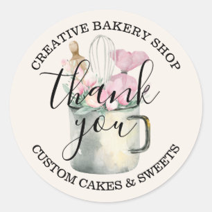 Sticker Rond Chef Pâtissier de Boulangerie merci ivoire mignon