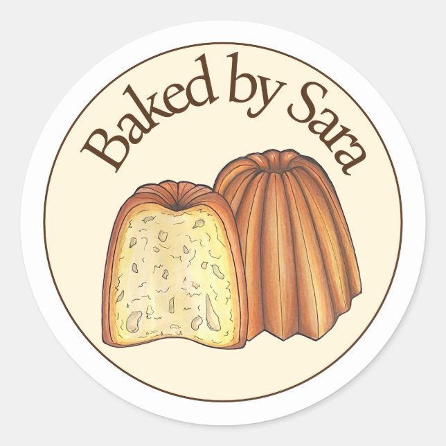 Sticker Rond Chef Pâtissier Français Canelé Cuisiné À La Maison (Devant)