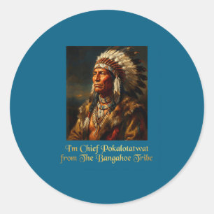 Sticker Rond Chef pokalotatwat de la tribu indigène autochtone