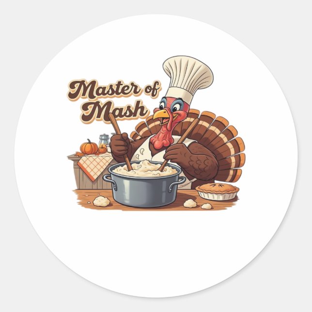Sticker Rond Chef rétro Turquie Thanksgiving T-Shirt surdimensi (Devant)