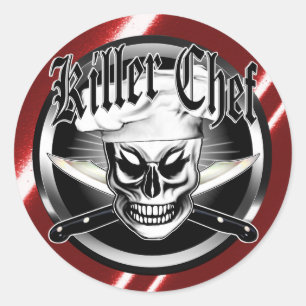 Sticker Rond Chef Skull 4 : Chef tueur