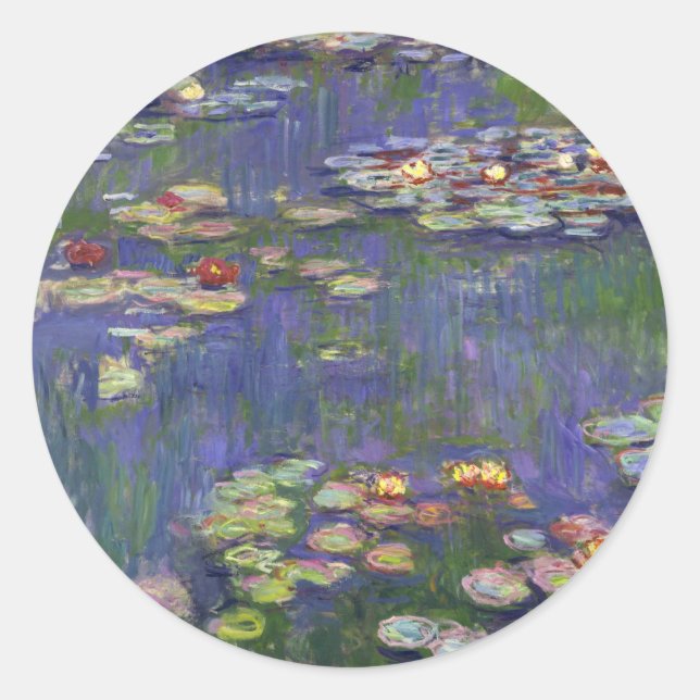 Sticker Rond Chefs-d'œuvre de peintures de Nymphéas de Monet (Devant)