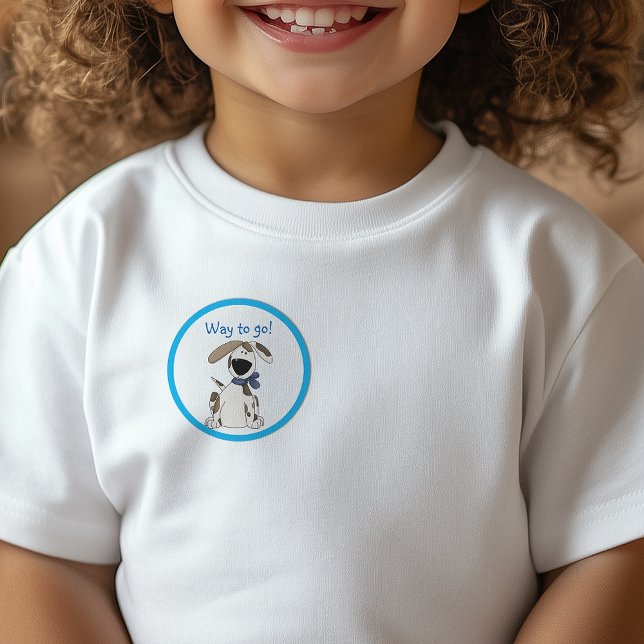 Sticker Rond Chemin D'Aller Cute Speckup Récompense (Way To Go Cute Speckled Pup Reward Classic Round Sticker)