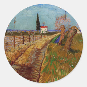 Sticker Rond Chemin dans un champ, saules par Vincent van Gogh