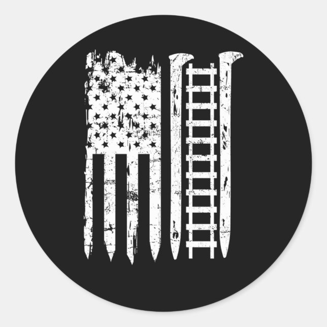 Sticker Rond Chemin De Fer Spike Train Drapeau Américain Pour L (Devant)