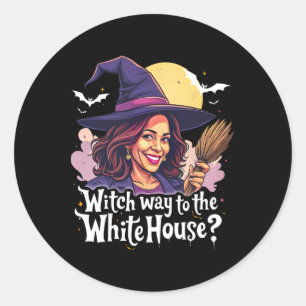Sticker Rond Chemin De Sorcière À La Maison Blanche Chat Lady K