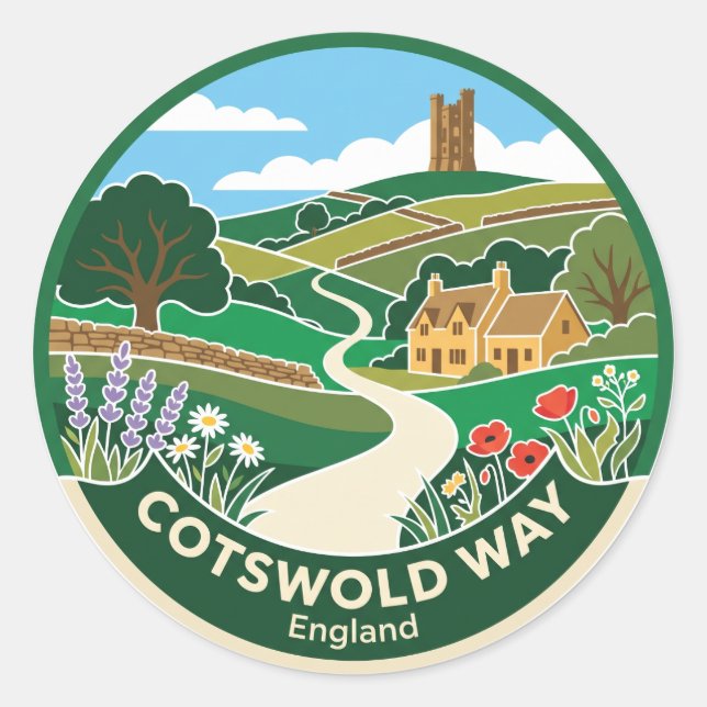 Sticker Rond Chemin des Cotswold Angleterre (Devant)