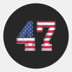 Sticker Rond Chemise 47 Anniversaire Usa Drapeau Équipe Sportiv