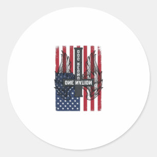 Sticker Rond Chemise à ailes croisées patriotique sous Dieu d'u