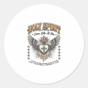 Sticker Rond Chemise à cœur ailé gravure vintage Saint-Esprit_1