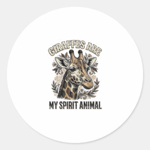 Sticker Rond Chemise à gravure vintage d'animal d'esprit de gir