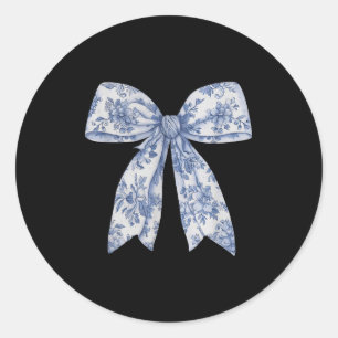 Sticker Rond Chemise à nœud _ Nœud bleu et graphique de ruban m
