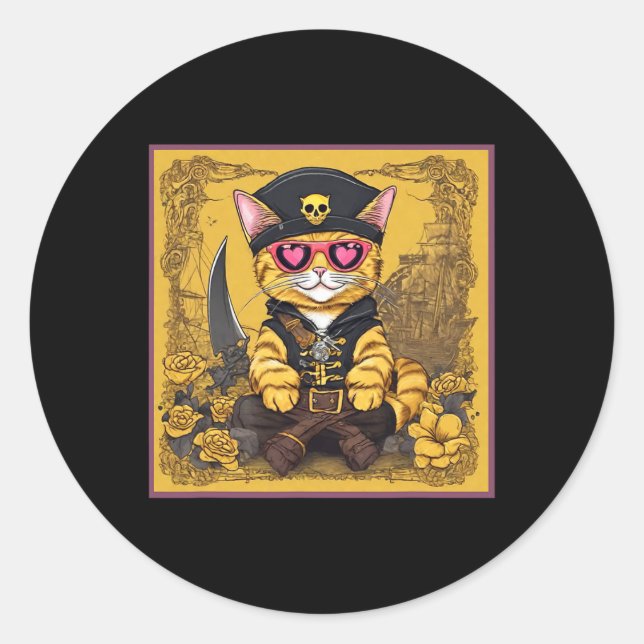 Sticker Rond Chemise à onglet pour chat de la Saint-Valentin  (Devant)