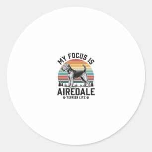 Sticker Rond Chemise Airedale Terrier Amateur de Chien Vintage