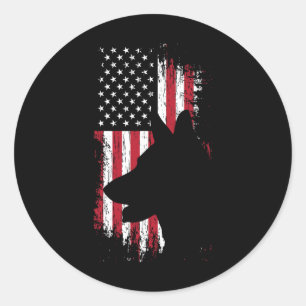 Sticker Rond Chemise allemande de berger américain drapeau Usa