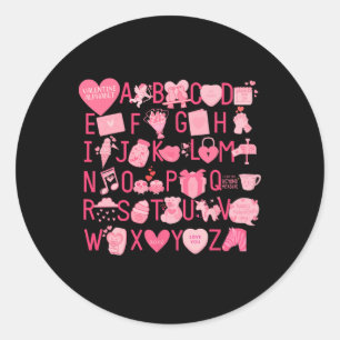 Sticker Rond Chemise alphabet Abc je t'aime jour de la Saint-Va