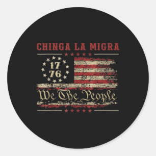Sticker Rond Chemise America Vintage Chinga La Migra pour homme