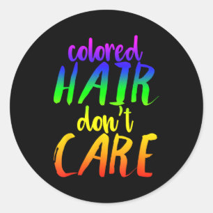 Sticker Rond Chemise arc-en-ciel cheveux colorés Je m'en fiche