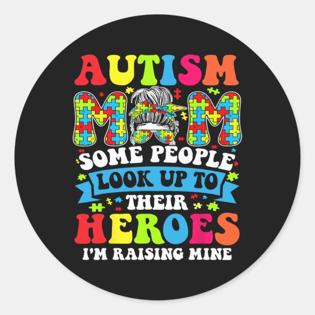 Sticker Rond Chemise Autism Mom (Devant)