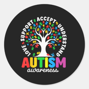 Sticker Rond Chemise Autisme Amour Accepter Soutenir Autiste Au