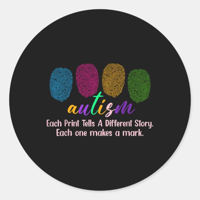 Sticker Rond Chemise Autisme D'Empreinte, Chaque Impression Dit (Devant)