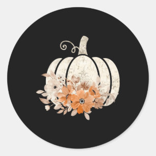 Sticker Rond Chemise Automne Femmes Citrouille Vintage Automne