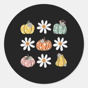 Sticker Rond Chemise Automne Femmes Citrouille Vintage Automne