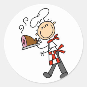 Sticker Rond Chemise avec T-shirts au jambon cuit et cadeaux