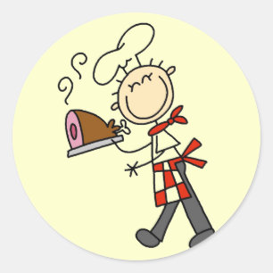 Sticker Rond Chemise avec T-shirts au jambon cuit et cadeaux
