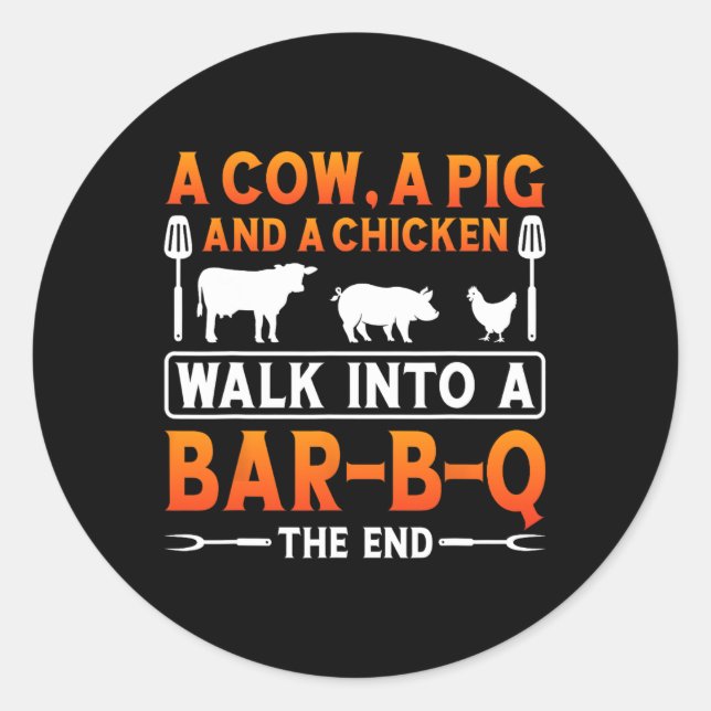 Sticker Rond Chemise Barbecue A Vache (Devant)