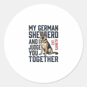 Sticker Rond Chemise Berger Allemand Amoureux de Chien Drôle Gr