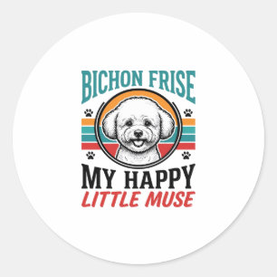 Sticker Rond Chemise Bichon Frise Esprit Vintage Chien Art_1