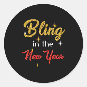 Sticker Rond Chemise Bling Pour Le Nouvel An _ Fête Du Nouvel A
