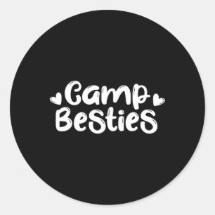 Sticker Rond Chemise Camp Besties Mignon Meilleur Ami Camper d'
