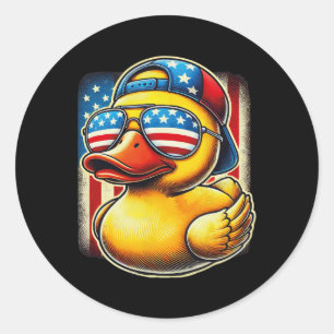 Sticker Rond Chemise Canard en Caoutchouc Drapeau Usa Cadeau Dr