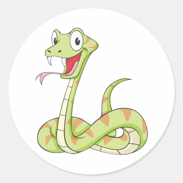 Sticker Rond Chemise caricature de serpent Viper Vert (Devant)