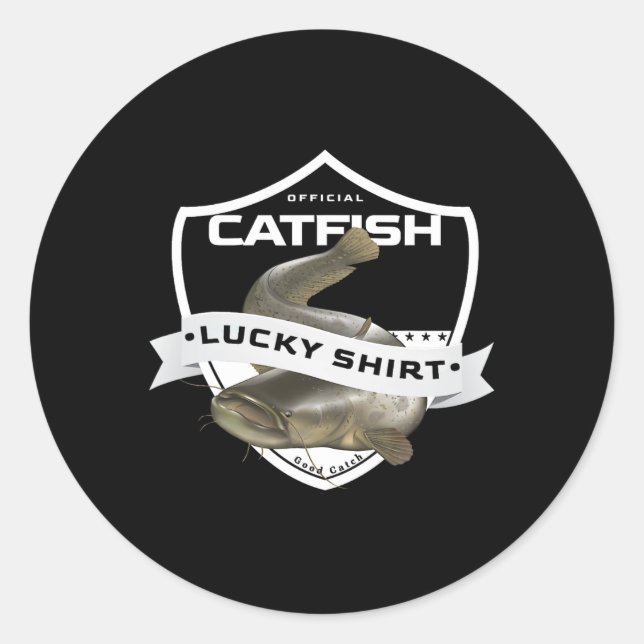 Sticker Rond Chemise Chanceuse De Poisson-chat Accessoires Drôl (Devant)