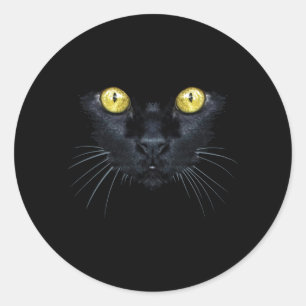 Sticker Rond Chemise Chat Noir Halloween Chat aux Yeux Jaunes S